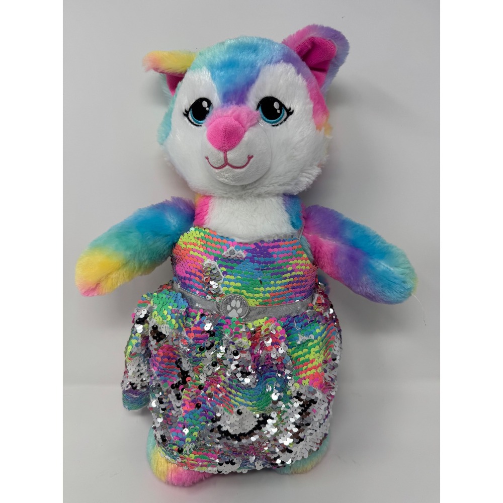 Build-A-Bear Great Wolf Lodge Rainbow Wolf Plush with Flip Sequin Dress
